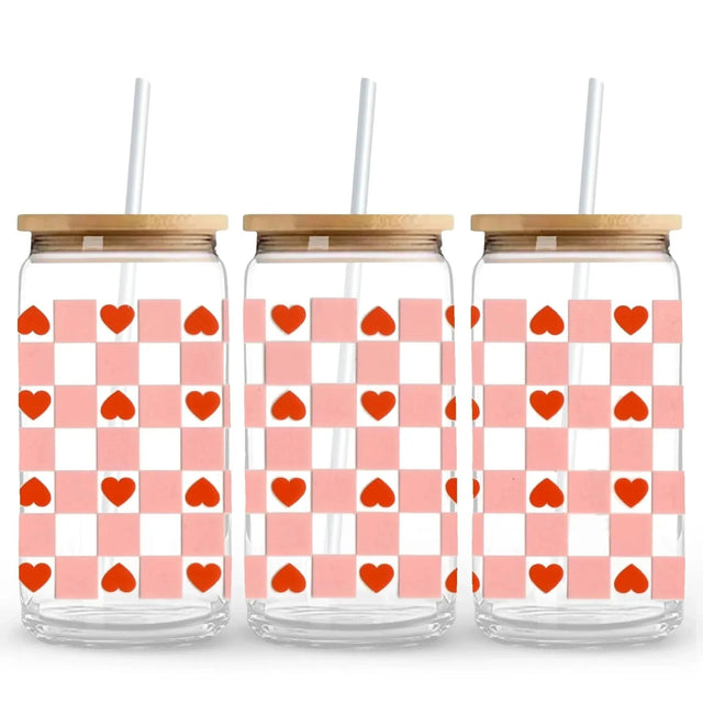 Gingham Heart 9.7 x 4.3 UV Wrap (Cup NOT Included) Physical DIY Craft Warehouse 