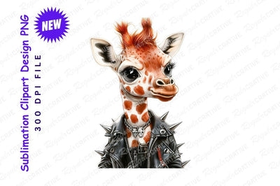 Giraffe animal punk rocker style clipart Sublimation Regulrcrative 