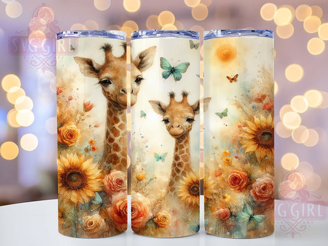 Giraffe Baby Animal Tumbler Wrap, Baby Animal Tumbler, 20oz Tumbler Wrap, Sublimation Design, Custom Animal Tumbler, Giraffe and Baby, Wildlife Tumbler Sublimation SvggirlplusArt 