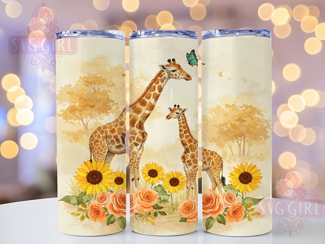 Giraffe Baby Animal Tumbler Wrap, Baby Animal Tumbler, 20oz Tumbler Wrap, Sublimation Design, Custom Animal Tumbler, Giraffe and Baby, Wildlife Tumbler Sublimation SvggirlplusArt 