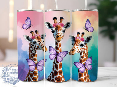 Giraffe Butterfly 20oz Tumbler, Seamless Animal Cup Wrap, Artistic Butterfly Design, Sublimation Tumbler Wrap, 20Oz Tumbler Design, Elegant Giraffe Cup, Stylish Seamless Wrap Sublimation ToriDesigns 
