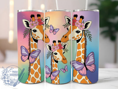 Giraffe Butterfly 20oz Tumbler, Seamless Animal Cup Wrap, Artistic Butterfly Design, Sublimation Tumbler Wrap, 20Oz Tumbler Design, Elegant Giraffe Cup, Stylish Seamless Wrap Sublimation ToriDesigns 