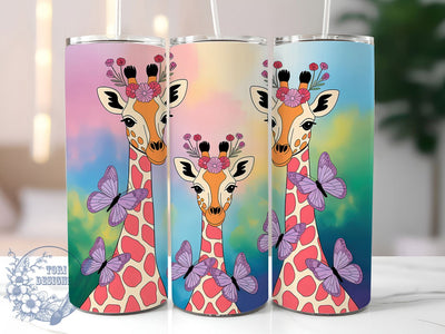 Giraffe Butterfly 20oz Tumbler, Seamless Animal Cup Wrap, Artistic Butterfly Design, Sublimation Tumbler Wrap, 20Oz Tumbler Design, Elegant Giraffe Cup, Stylish Seamless Wrap Sublimation ToriDesigns 