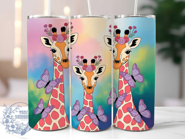 Giraffe Butterfly 20oz Tumbler, Seamless Animal Cup Wrap, Artistic Butterfly Design, Sublimation Tumbler Wrap, 20Oz Tumbler Design, Elegant Giraffe Cup, Stylish Seamless Wrap Sublimation ToriDesigns 