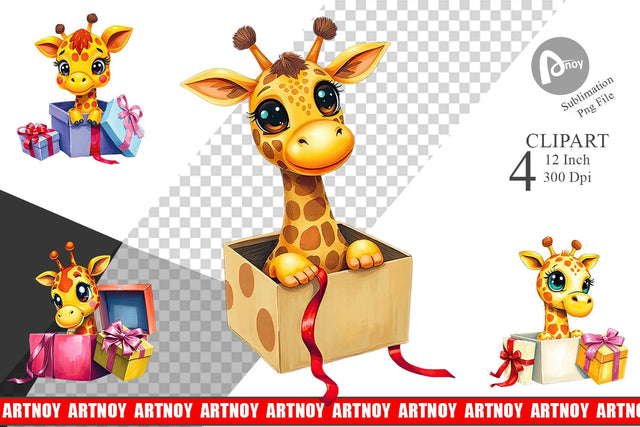 Giraffe Clipart Gift Sublimation artnoy 
