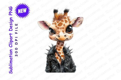 Giraffe clipart in leather jacket png image Sublimation Regulrcrative 