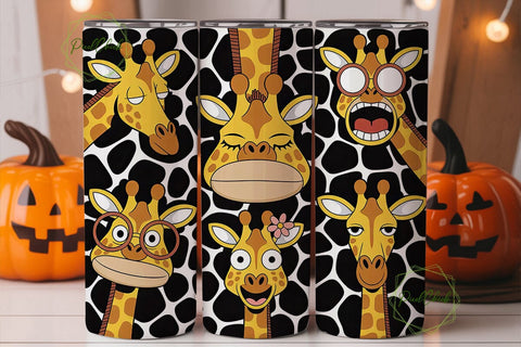 Giraffe Coffee Morning Tumbler Wrap PNG Sublimation PixelChick 