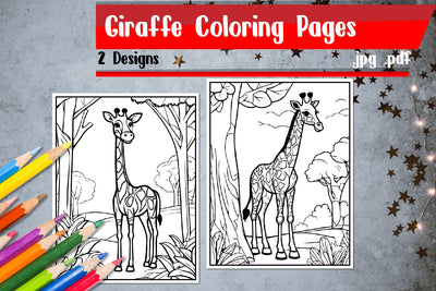 Giraffe Coloring Pages | Giraffe Coloring Book SVG zafrans studio 