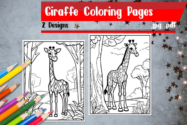 Giraffe Coloring Pages | Giraffe Coloring Book SVG zafrans studio 
