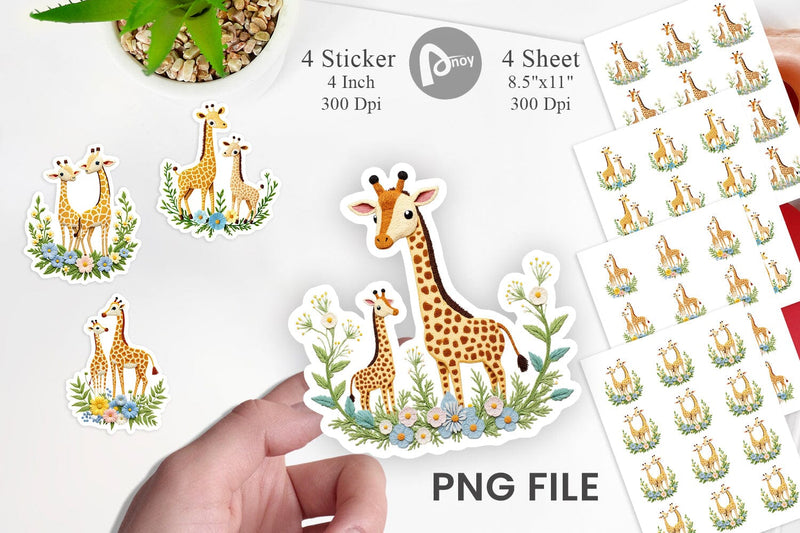 Giraffe Embroidery Sticker Sublimation artnoy 