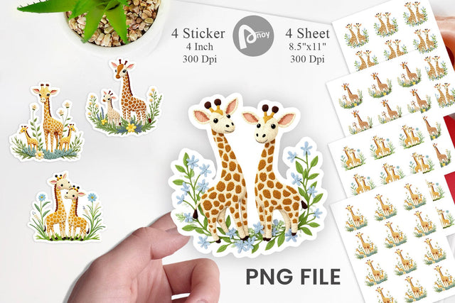 Giraffe Embroidery Sticker Sublimation artnoy 