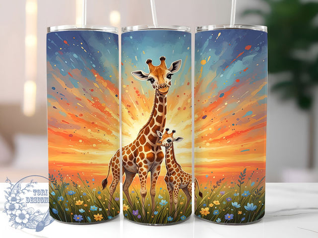 Giraffe Family Safari Animal Tumbler, Safari Animal Sublimation Design, Wildlife Cup Art, 20oz Giraffe Tumbler, Whimsical Animal Mug, Stylish Safari Cup, Cozy Wildlife Wrap Sublimation ToriDesigns 
