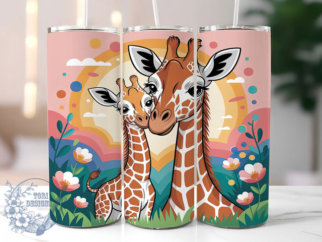 Giraffe Family Safari Animal Tumbler, Safari Animal Sublimation Design, Wildlife Cup Art, 20oz Giraffe Tumbler, Whimsical Animal Mug, Stylish Safari Cup, Cozy Wildlife Wrap Sublimation ToriDesigns 