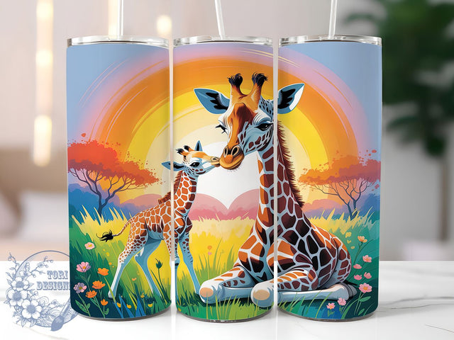 Giraffe Family Safari Animal Tumbler, Safari Animal Sublimation Design, Wildlife Cup Art, 20oz Giraffe Tumbler, Whimsical Animal Mug, Stylish Safari Cup, Cozy Wildlife Wrap Sublimation ToriDesigns 