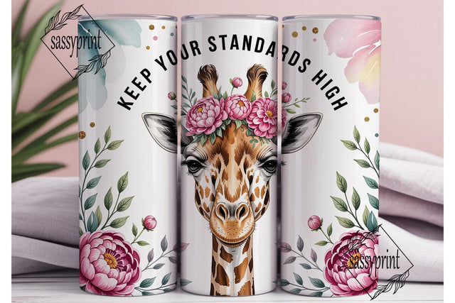 Giraffe Floral Watercolor 20oz Tumbler Sublimation sassyprint 