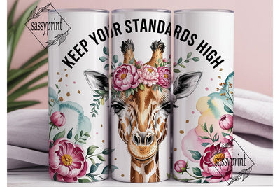 Giraffe Floral Watercolor 20oz Tumbler Sublimation sassyprint 