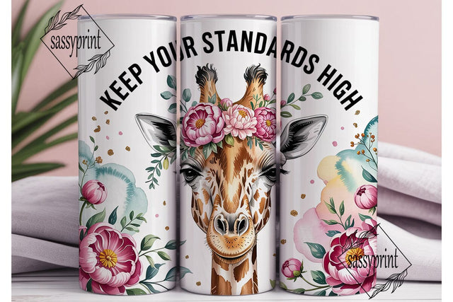 Giraffe Floral Watercolor 20oz Tumbler Sublimation sassyprint 