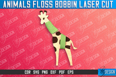 Giraffe Floss Bobbins Laser Cut | Laser Cut Design | CNC File SVG Fly Design 