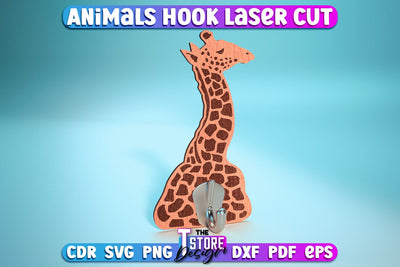 Giraffe Hook Laser Cut | Home Design | Wooden Animals Hook | CNC File SVG The T Store Design 
