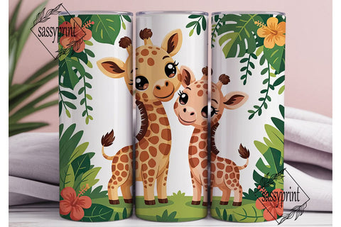 Giraffe Jungle 20oz Tumbler Wrap Sublimation sassyprint 