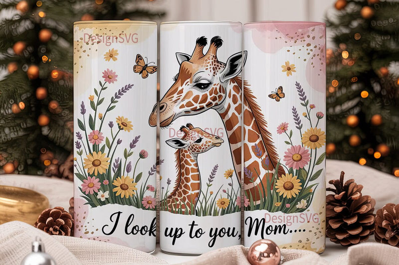Giraffe Mom 20oz Tumbler Wrap Sublimation DesignSVG 