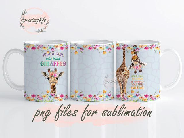 Giraffe Mug Wrap Design, Instant Digital Design Download Mug Wrap Design, Mug Design PNG Sublimation PrintingLife 