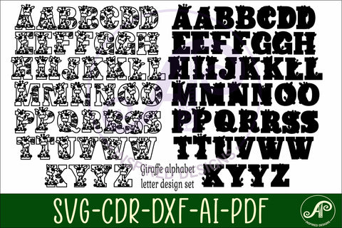 Giraffe name letters alphabet set x 45 SVG APInspireddesigns 