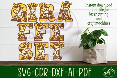 Giraffe name letters alphabet set x 45 SVG APInspireddesigns 