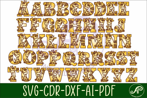 Giraffe name letters alphabet set x 45 SVG APInspireddesigns 