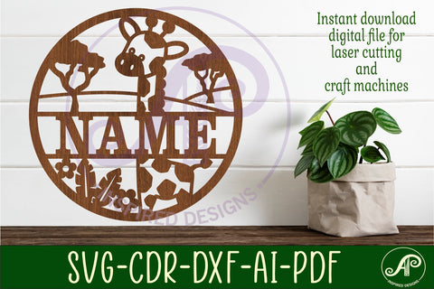 Giraffe name sign svg laser SVG APInspireddesigns 
