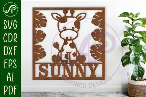 Giraffe name wall art sign or card SVG APInspireddesigns 