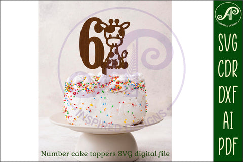 Giraffe number cake toppers, 10 designs SVG laser cut SVG APInspireddesigns 