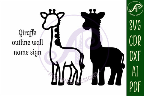 Giraffe outline two layer name wall sign SVG APInspireddesigns 