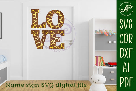 Giraffe print name letters alphabet set. 26 layered letters. SVG APInspireddesigns 