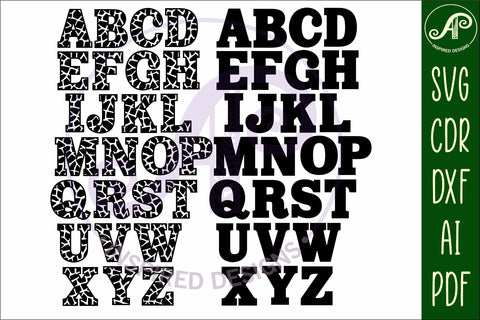 Giraffe print name letters alphabet set. 26 layered letters. SVG APInspireddesigns 
