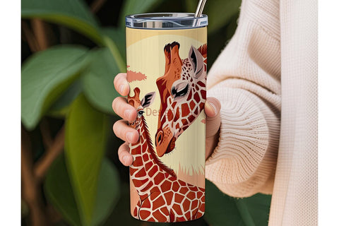 Giraffe Savanna Sunset 20oz Tumbler Wrap Sublimation DesignSVG 