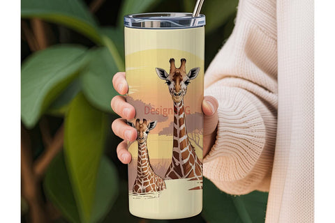 Giraffe Savanna Sunset 20oz Tumbler Wrap Sublimation DesignSVG 