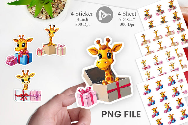 Giraffe Sticker Gift Sublimation artnoy 
