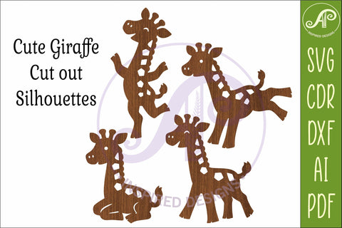 Giraffe SVG Laser Cut Files Cute Animal Silhouette 1 SVG APInspireddesigns 