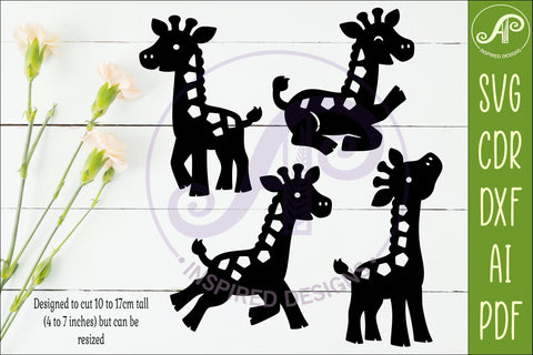 Giraffe SVG Laser Cut Files Cute Animal Silhouette 2 SVG APInspireddesigns 