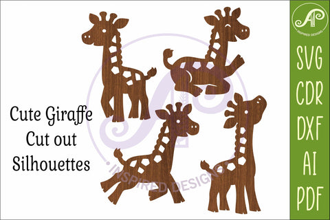 Giraffe SVG Laser Cut Files Cute Animal Silhouette 2 SVG APInspireddesigns 