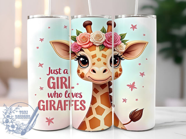 Giraffe Tumbler Design, Just a Girl Who Loves Giraffes, 20oz Sublimation Wrap, Cute Animal Art, Giraffe Lover Gift, Digital Download, Animal Print Tumbler Sublimation ToriDesigns 