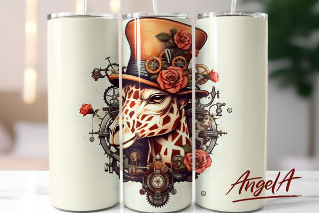 Giraffe tumbler sublimation designs / steampunk art png Sublimation Angelina Semenova 