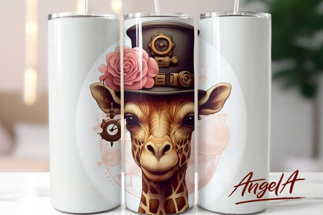 Giraffe tumbler sublimation designs / steampunk art png Sublimation Angelina Semenova 