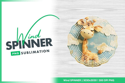 Giraffe wind spinner round sublimation design Sublimation Regulrcrative 