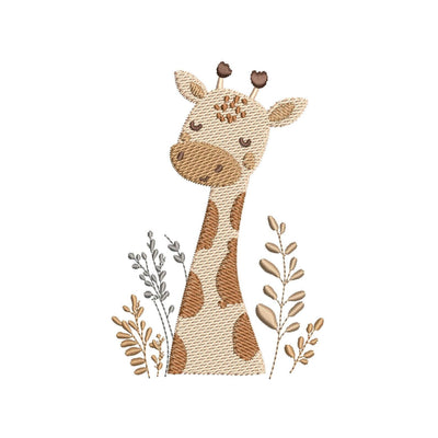 Giraffe with Botanical Sprigs Machine embroidery design, 3 sizes, Instant download Embroidery/Applique DESIGNS Nino Nadaraia 