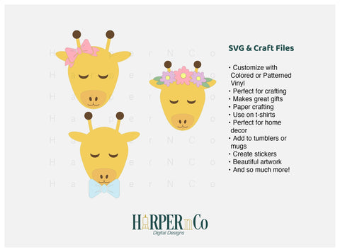 Giraffe with Bows and Flowers SVG PNG Cut EPS File SVG HarperNCo 