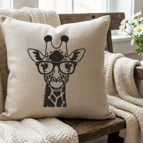 Giraffe with Glasses Embroidery Design – Cute Nerdy Giraffe Face Safari Animal Machine Embroidery File Embroidery/Applique DESIGNS PatternFeed8 