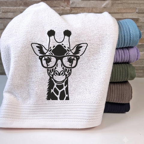 Giraffe with Glasses Embroidery Design – Cute Nerdy Giraffe Face Safari Animal Machine Embroidery File Embroidery/Applique DESIGNS PatternFeed8 