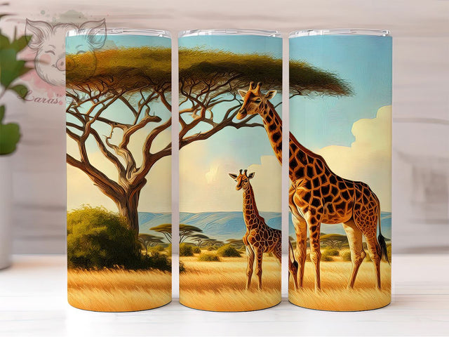 Giraffes 20 oz Skinny Tumbler Sublimation Design, Straight & Tapered Tumbler Png, Mama Baby Giraffe Tumbler Png, Digital Download PNG Sublimation Lara' s Designs 